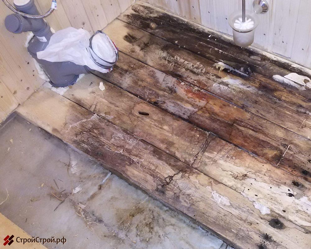 Вскрытие пола. Гниль под ламинатом. Протечка